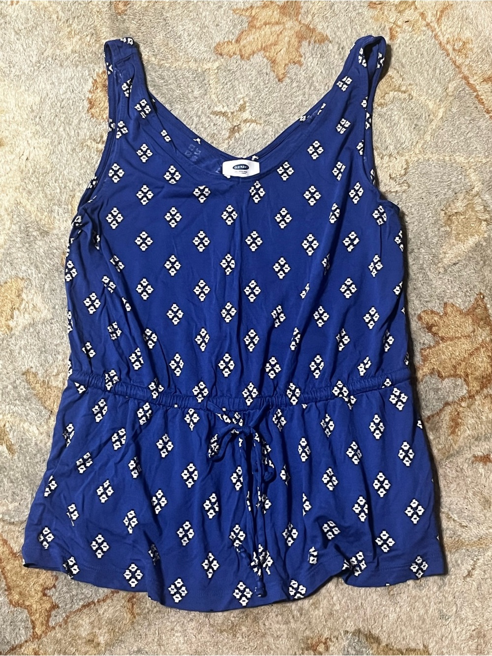 Old Navy Royal Blue Floral Scoop Tank